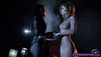 Power Ranger chick seduce a hot robotic humanoids pussy
