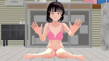 Toyota's anime girl shakes big breasts in a pink bikini